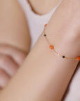 ARMBAND MIT ROTEN KORELLEN UND SCHWARZEN SPINELSTEINEN 18 KARAT ROSEGOLD - MANG - LUXURY - Maman et Sophie