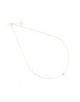 Halskette 18 Karat Gelbgold azurblauer Topaz Maman Herz Signatur Logo Charm verstellbar.