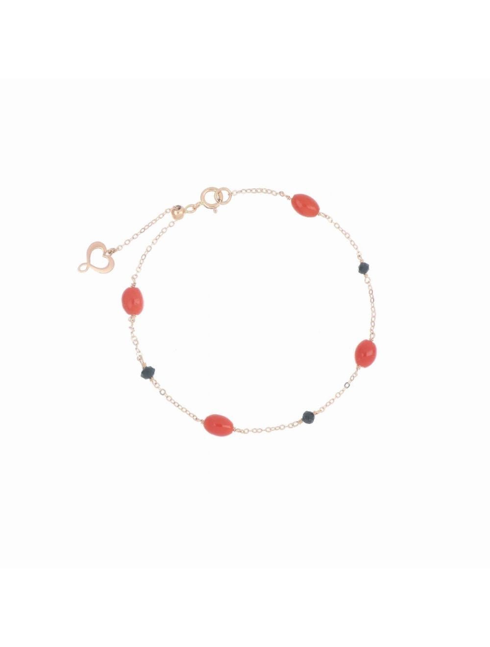 ARMBAND MIT ROTEN KORELLEN UND SCHWARZEN SPINELSTEINEN 18 KARAT ROSEGOLD - MANG - LUXURY - Maman et Sophie