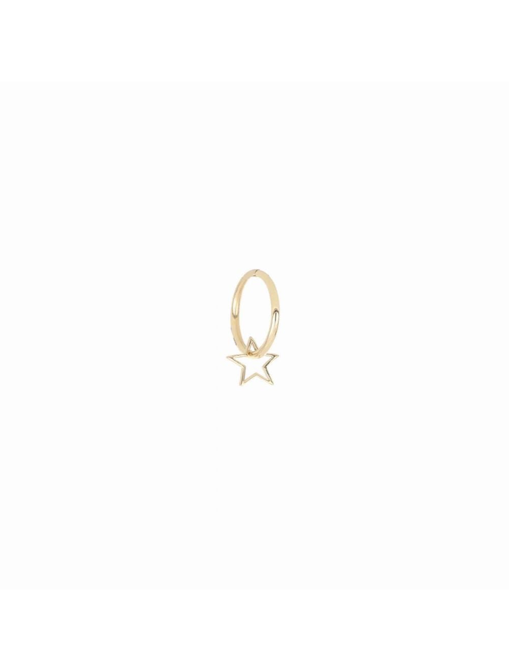 Einzel-Creolen-Piercing 18 Karat Gelbgold perforierter Stern 7 mm Innendurchmesser 11 mm Gesamtlänge ca. 17 mm.