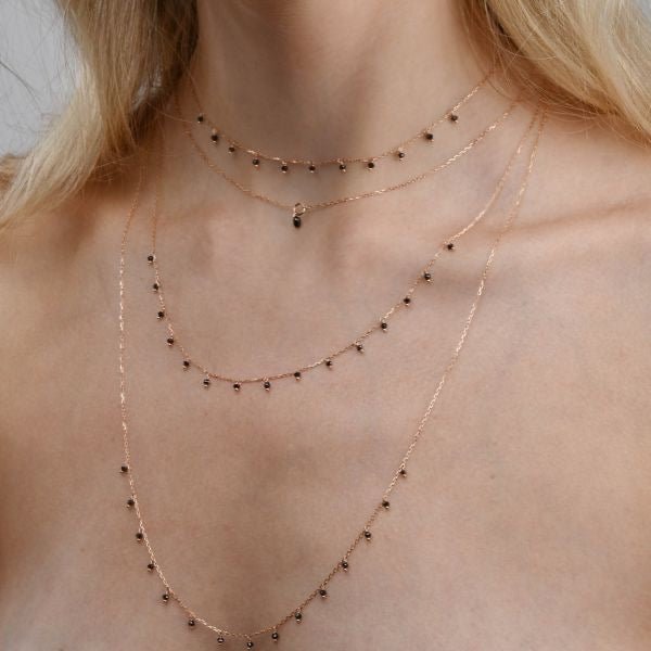 HALSKETTE MIT 11 ANHÄNGER - DIAMANTEN 18 KARAT ROSEGOLD - MANG - LUXURY - Maman et Sophie