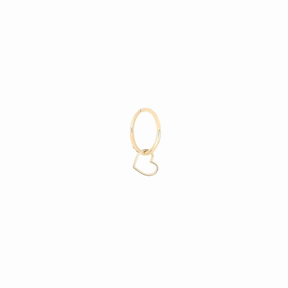 Einzel-Creolen-Piercing 18 Karat Gelbgold perforiertes Herz 7 mm, Innendurchmesser 11 mm, Gesamtlänge 17 mm