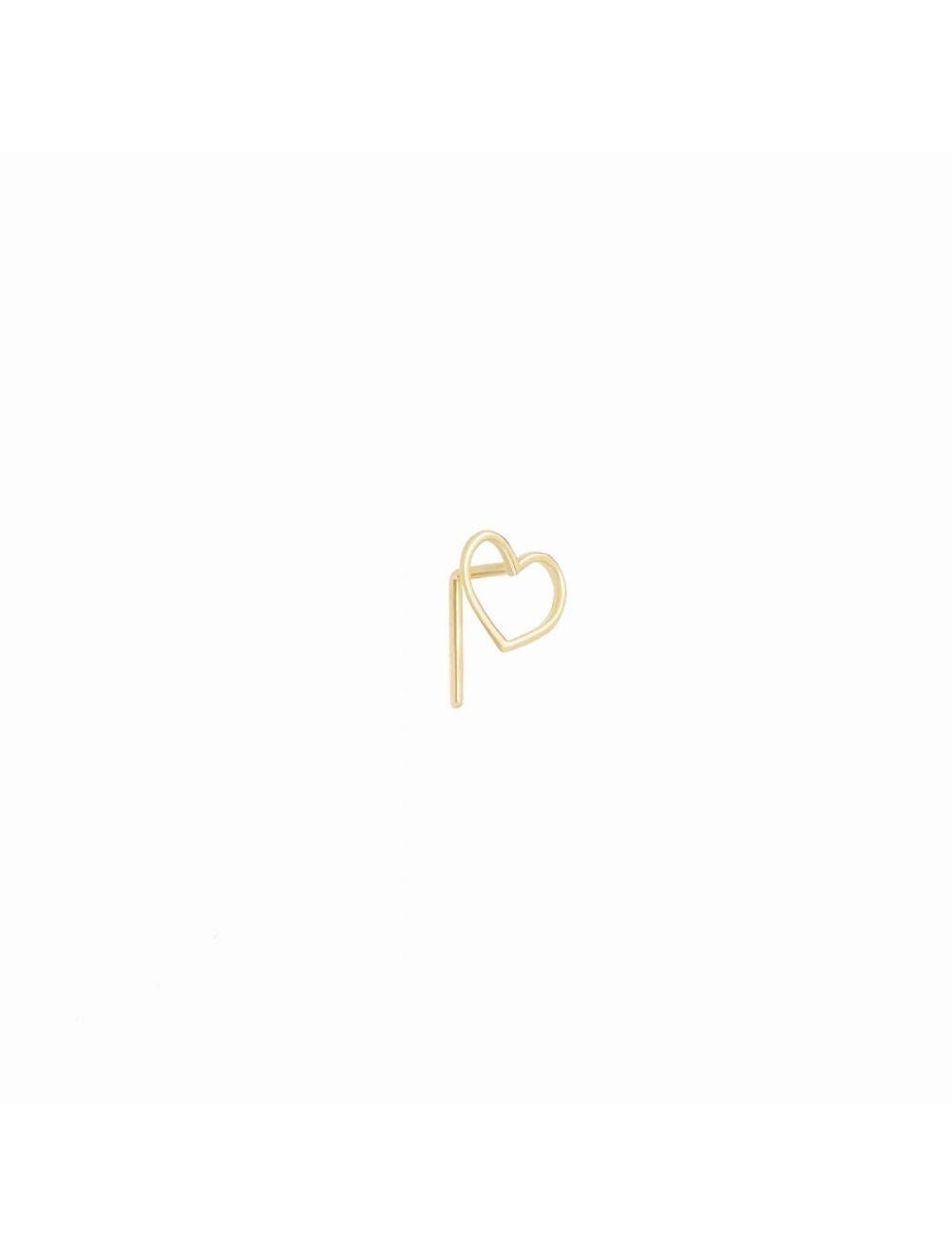 Einzel-Ohrring 18 Karat Gelbgold perforiertes Herz 7 mm x 7 mm ohne Stecker