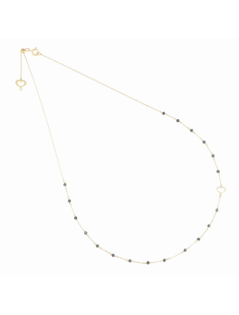 Halskette 18 Karat Gelbgold schwarze Diamanten Maman Herz Charm verstellbar